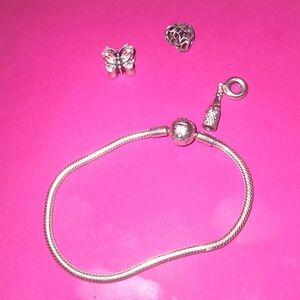 Authentic Pandora Bracelet with 3 charms
